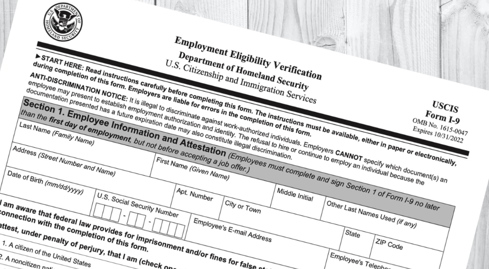 The printable IRS Form I-9 for employees